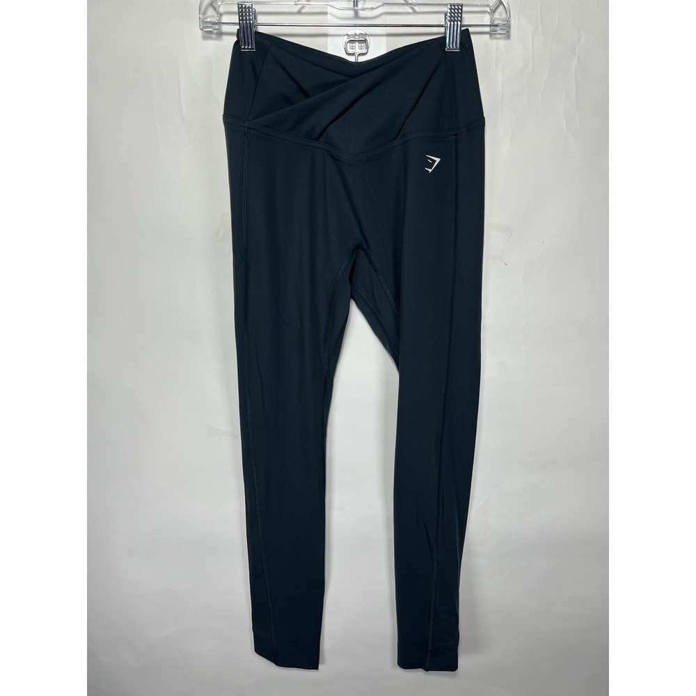 Gymshark Women's Crossover Leggings Athletic Lightweight Darkest Teal Size S EUC - Picture 3 of 11